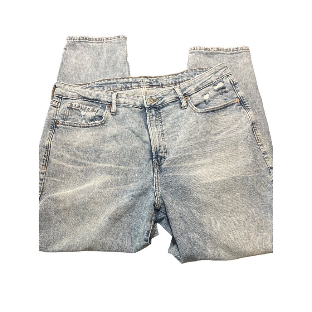 Old Navy O.G. Straight High-Rise Blue Denim Jeans Secret Slim Pockets Size 16